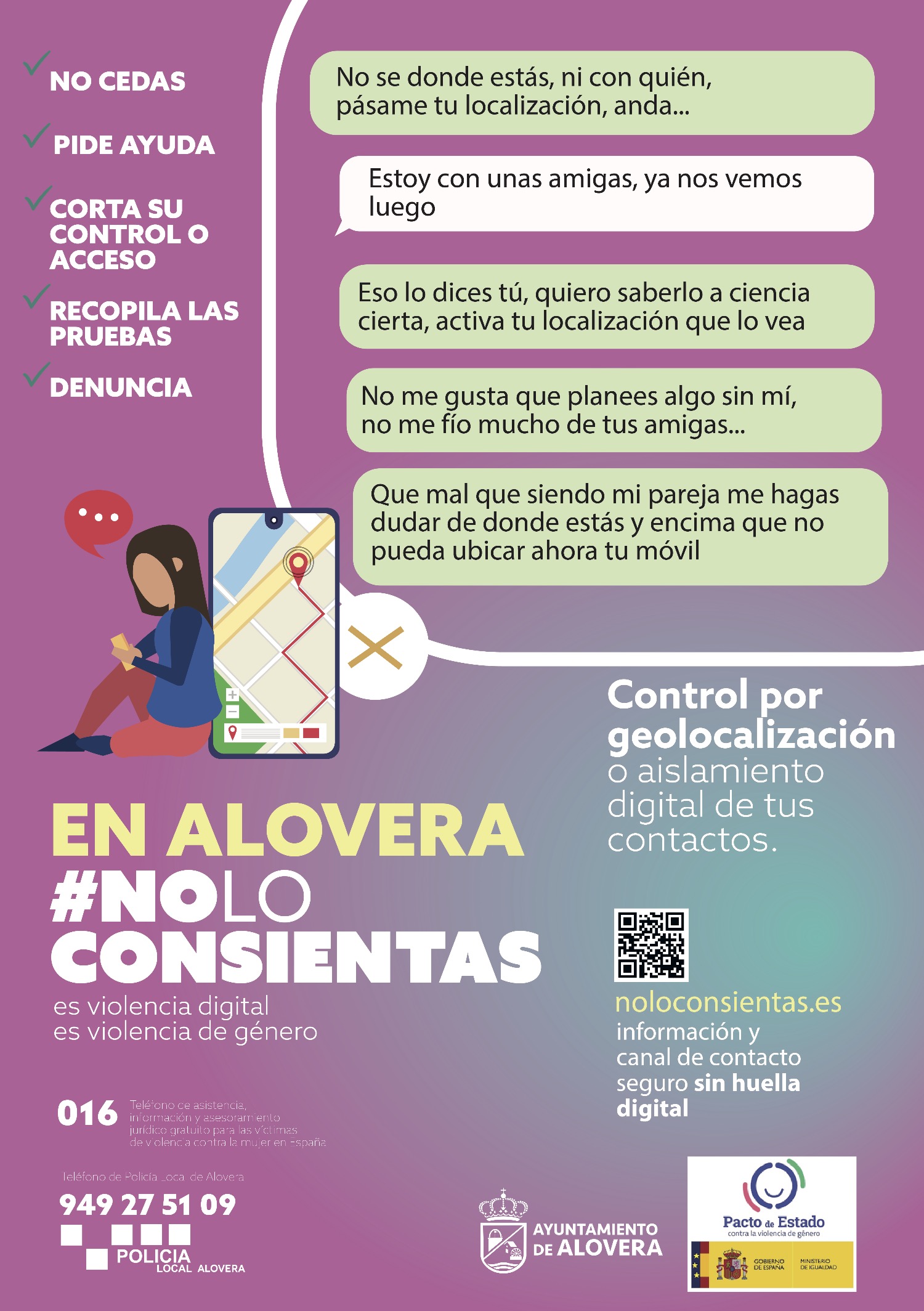 Cartel de campaña sobre control por geolocalización o aislamiento digital de contactos.